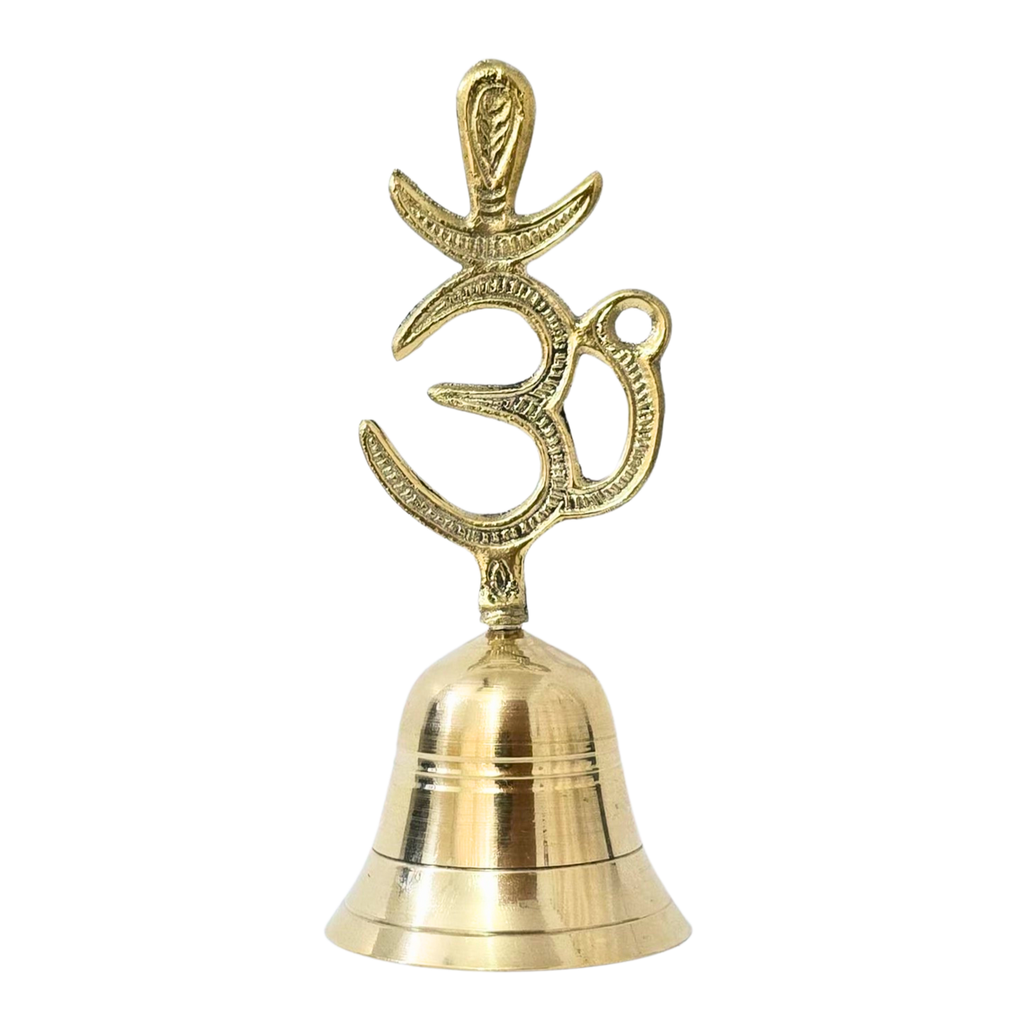 White Dust Handcrafted Brass Pooja Bell – OM Symbol for Divine Vibes