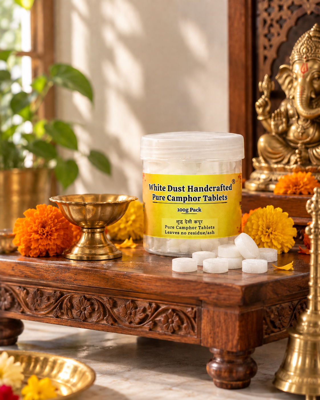 White Dust Handcrafted Pure Camphor Tablets - Natural Pooja Kapoor | Natural & Authentic Kapoor for Pooja & Aarti