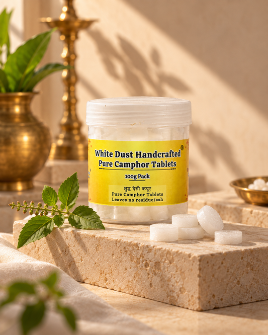 White Dust Handcrafted Pure Camphor Tablets - Natural Pooja Kapoor | Natural & Authentic Kapoor for Pooja & Aarti