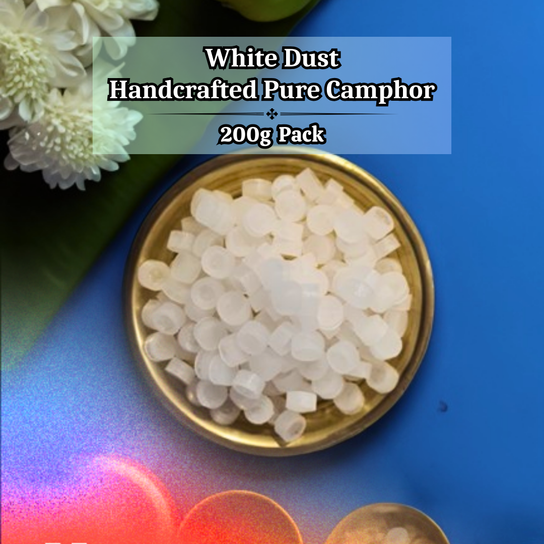 White Dust Handcrafted Pure Camphor - 200g Pack | Natural & Authentic Kapoor for Pooja & Aarti