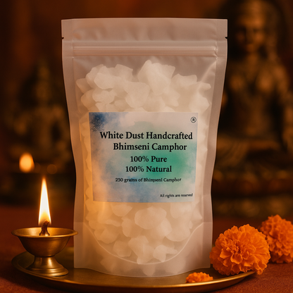 White Dust Handcrafted Pure Bhimseni Kapoor | Natural Flakes for Pooja & Aarti | 100% Pure & Authentic Camphor