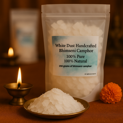 White Dust Handcrafted Pure Bhimseni Kapoor | Natural Flakes for Pooja & Aarti | 100% Pure & Authentic Camphor