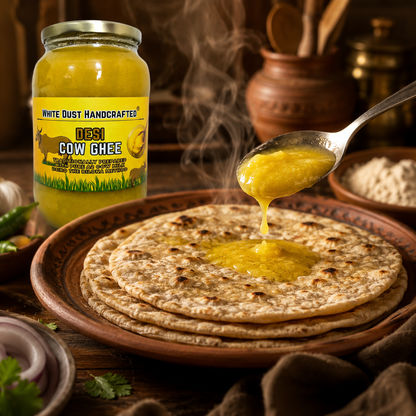 Shuddh Desi Cow Ghee – Pure A2 Bilona Ghee, Danedar & Traditionally Handcrafted in Small Batches | शुद्ध देसी गाय का घी | White Dust Handcrafted