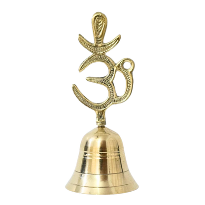 White Dust Handcrafted Brass Pooja Bell – OM Symbol for Divine Vibes
